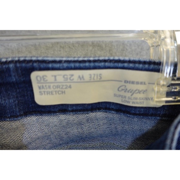 Womans Diesel grupee blue jeans size 25 super slim, skinny low waist stretch - Picture 5 of 11